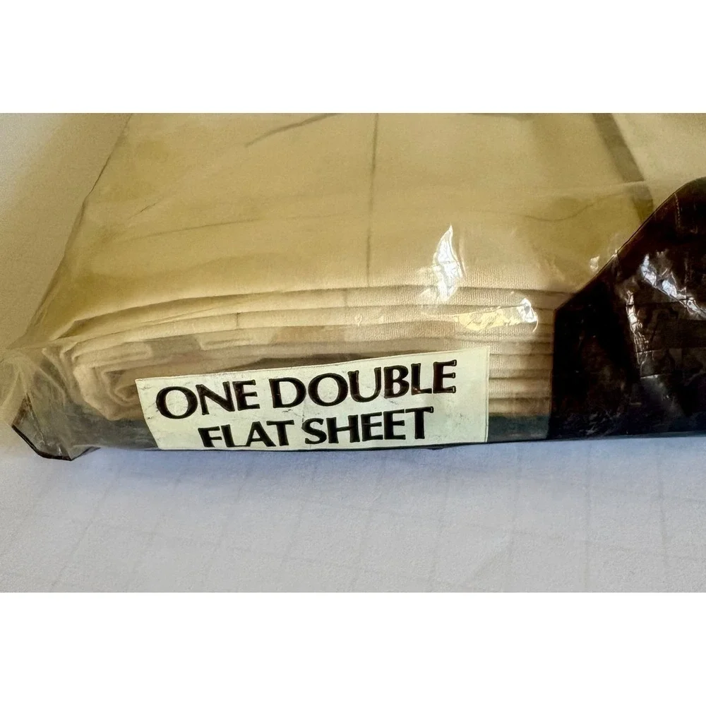 VTG‎ Danville Flat Sheet Double Full Size Cream Megan Floral Vintage No Iron NOS